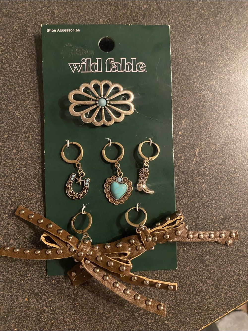 wild fable Turquoise & Antiqued Gold Western Charm Shoe Charm Set